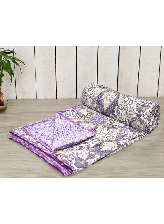 Tzafrir Cotton Dohar Double Bed King Size, 100% Cotton, Reversible, Comforter Reversible, Duvet, Chadar 84" x96 Floral, Purple - Image 3