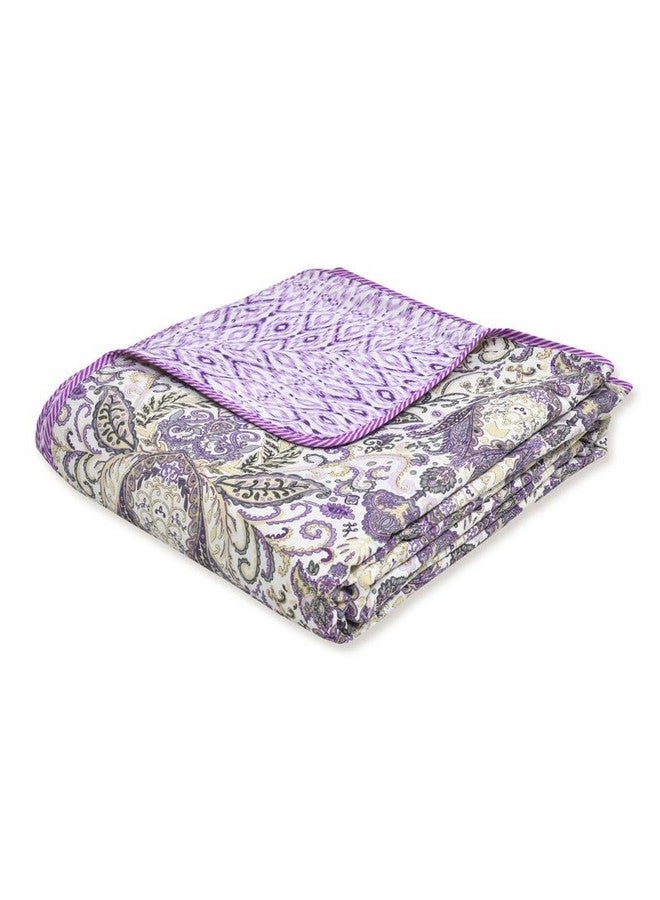 Tzafrir Cotton Dohar Double Bed King Size, 100% Cotton, Reversible, Comforter Reversible, Duvet, Chadar 84" x96 Floral, Purple - Image 1