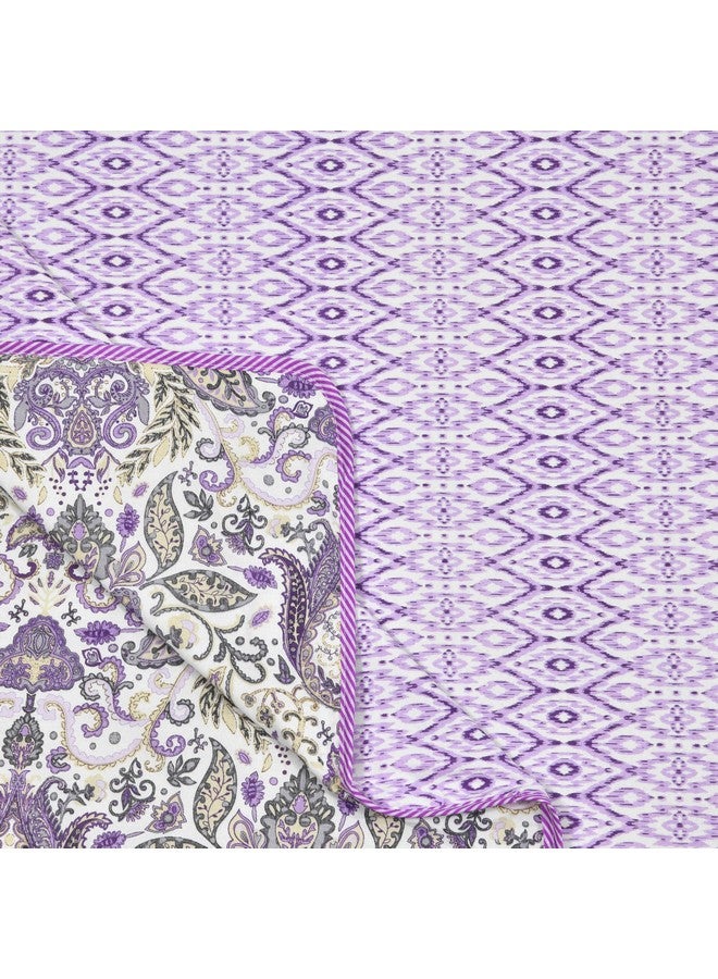 Tzafrir Cotton Dohar Double Bed King Size, 100% Cotton, Reversible, Comforter Reversible, Duvet, Chadar 84" x96 Floral, Purple - Image 5