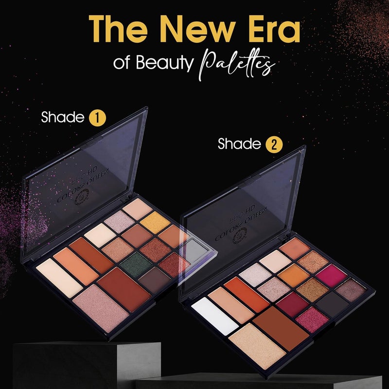 COLORS QUEEN Colors Queen Pro HD Eyeshadow Palette with Contour  Highlighter  17 Highly Pigmented  Blendable Shades  Matte and Shimmery Eyeshadow Palette for Eye Makeup Pro HD Multicolor  02 - Image 4