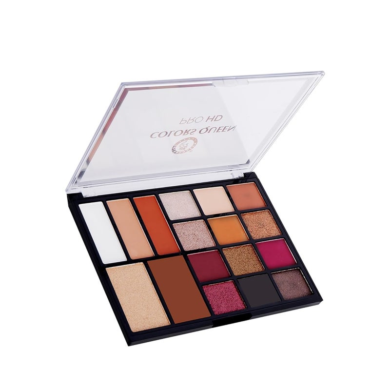 COLORS QUEEN Colors Queen Pro HD Eyeshadow Palette with Contour  Highlighter  17 Highly Pigmented  Blendable Shades  Matte and Shimmery Eyeshadow Palette for Eye Makeup Pro HD Multicolor  02 - Image 1