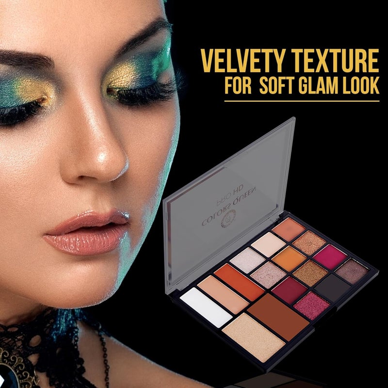 COLORS QUEEN Colors Queen Pro HD Eyeshadow Palette with Contour  Highlighter  17 Highly Pigmented  Blendable Shades  Matte and Shimmery Eyeshadow Palette for Eye Makeup Pro HD Multicolor  02 - Image 3