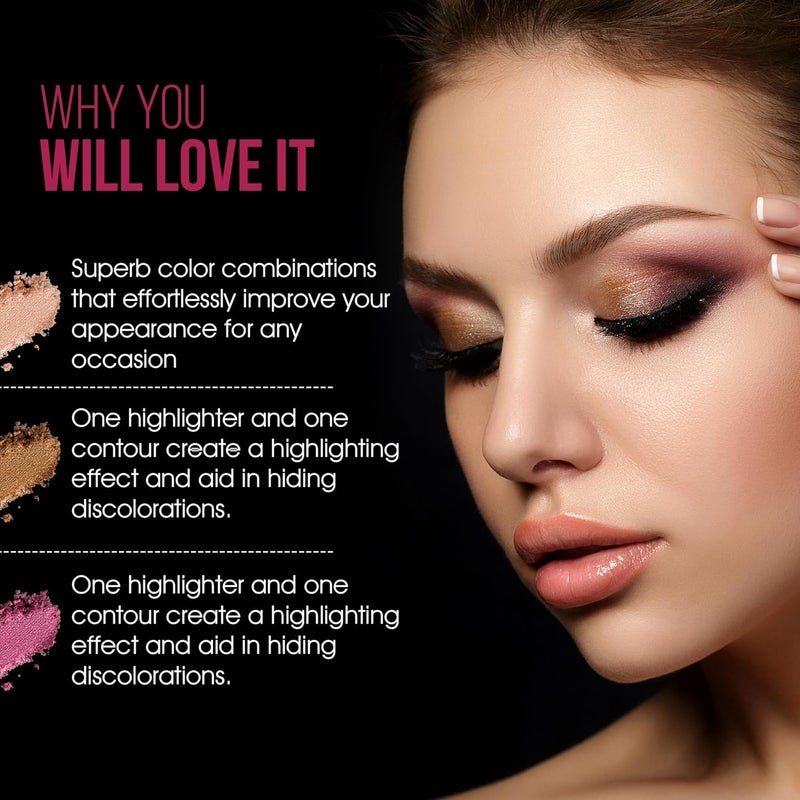 COLORS QUEEN Colors Queen Pro HD Eyeshadow Palette with Contour  Highlighter  17 Highly Pigmented  Blendable Shades  Matte and Shimmery Eyeshadow Palette for Eye Makeup Pro HD Multicolor  02 - Image 2