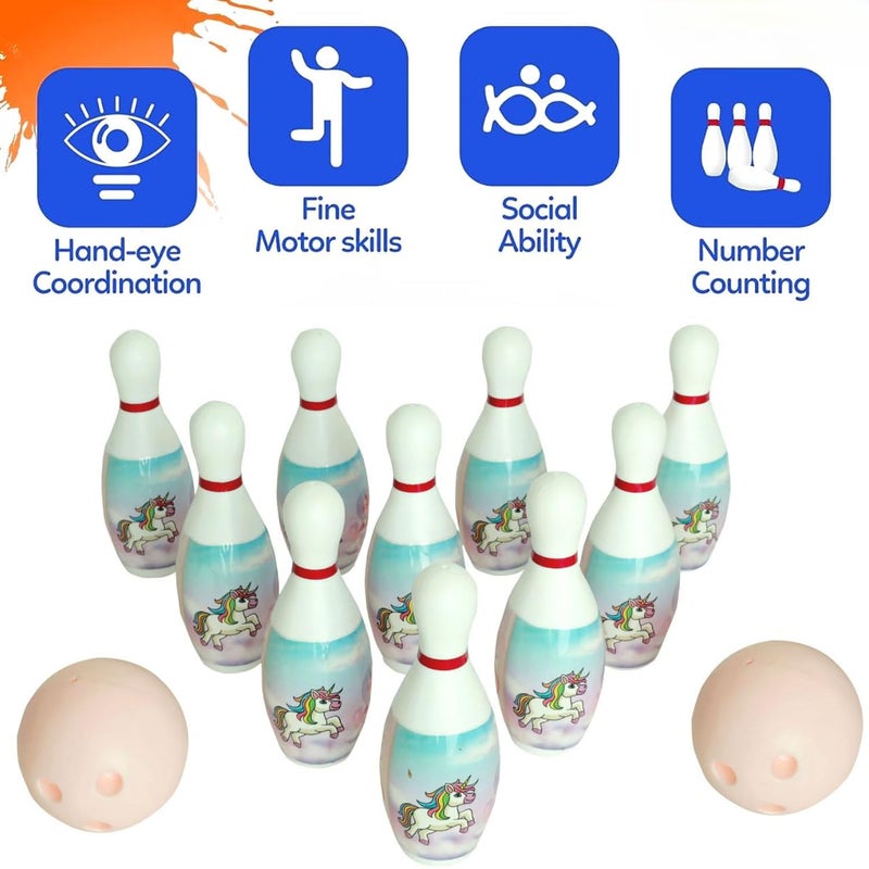 GIGGLE TREE Bowling Game for Kids Toy with 10 Big Pin and 2 Big Ball Indoor and Outdoor Fun Activity Toy Game for Kids Fun Learning Toy Game Early Development Activity Bowling Toys (White) - Image 4