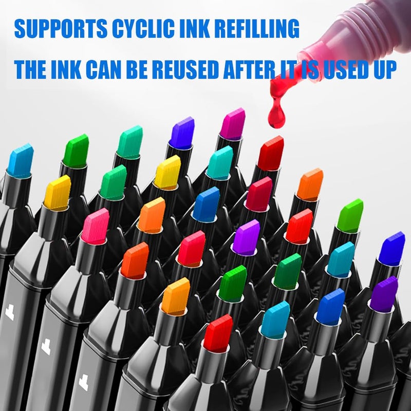 SALAHEYO 120 Colors Alcohol Markers with Base Art Drawing Markers Set for Adults Painting,Coloring,Sketching, Comics, Illustration- Refillable - Image 4