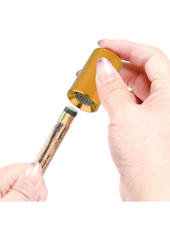 Thoraya Portable 2in1 Billiard Cue Tip Tool Pool Stick Shaper Repair Scuffer Pick(Golden)  - Image 2