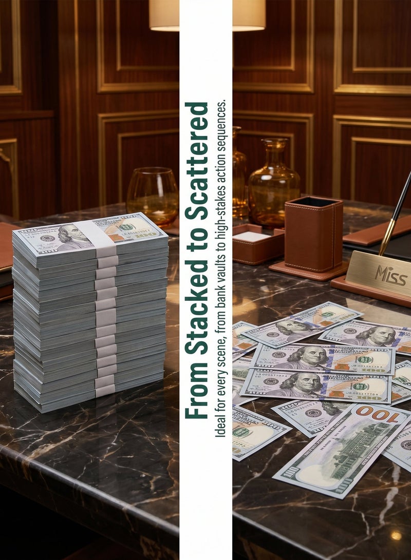 زيريفام Prop Money، مجموعة دعائم لعب الفيلم المكونة من 1000 قطعة، طباعة أمامية وخلفية بالألوان الكاملة، لدعائم الأفلام الإبداعية للإنتاج المسرحي، وعروض المسرح السحري للحفلات، وإنتاج الأفلام (الدعامة) - Image 2