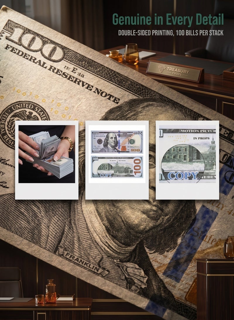 زيريفام Prop Money، مجموعة دعائم لعب الفيلم المكونة من 1000 قطعة، طباعة أمامية وخلفية بالألوان الكاملة، لدعائم الأفلام الإبداعية للإنتاج المسرحي، وعروض المسرح السحري للحفلات، وإنتاج الأفلام (الدعامة) - Image 4