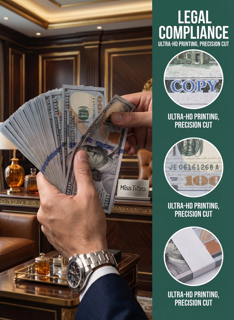 زيريفام Prop Money، مجموعة دعائم لعب الفيلم المكونة من 1000 قطعة، طباعة أمامية وخلفية بالألوان الكاملة، لدعائم الأفلام الإبداعية للإنتاج المسرحي، وعروض المسرح السحري للحفلات، وإنتاج الأفلام (الدعامة) - Image 3