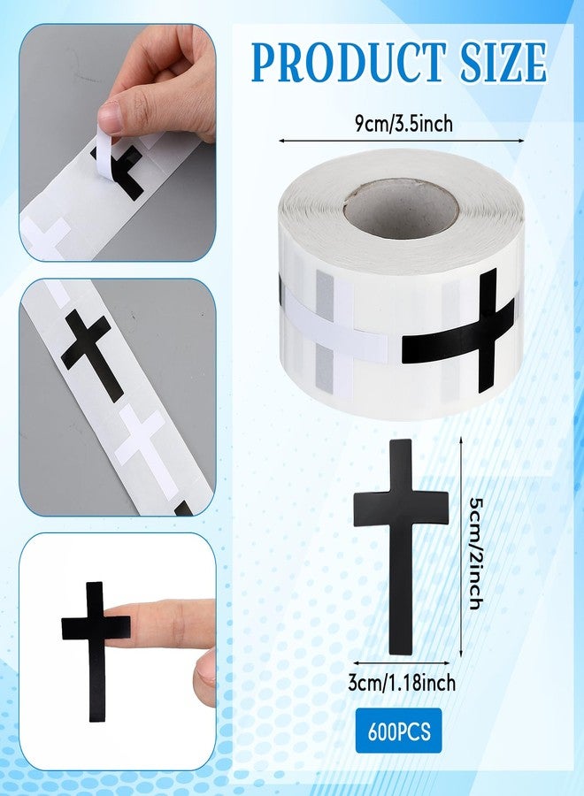 Faccito 600pcs Cross Stickers Crosses Christian Stickers Religious Catholic Sticker Roll for Christian Athlete Baseball Football Basketball Helmet Water Bottle Backpack Sport Supplies - Image 2
