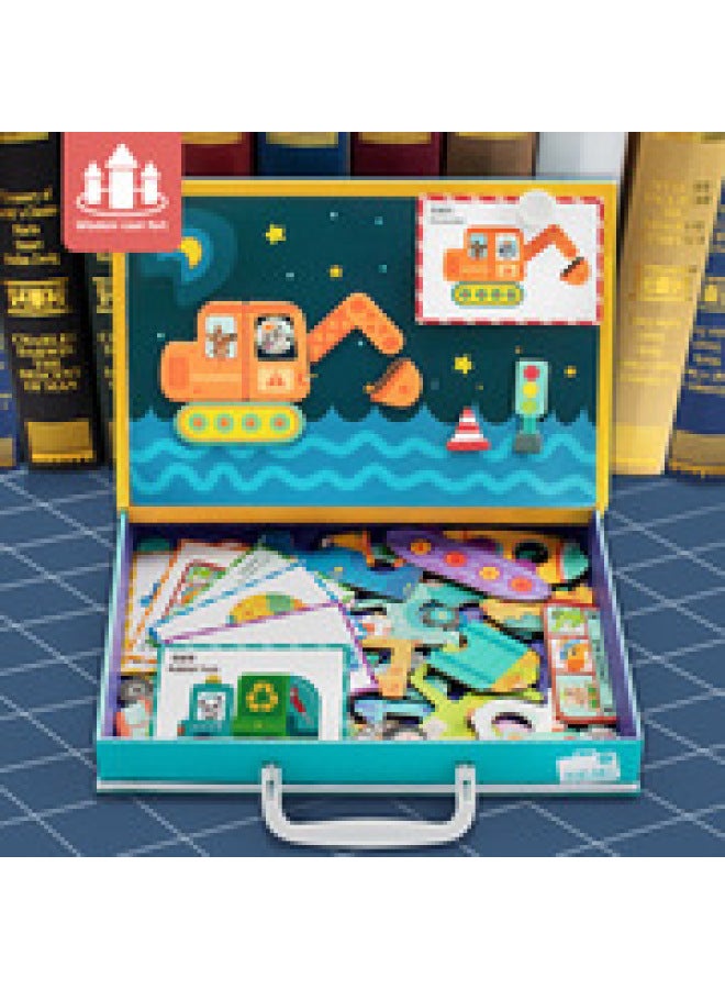 Children's Magnetic Fun Double-sided Drawing Board Jigsaw Puzzle Board Enlightenment Early Education Intelligence Wooden Toys-Color:Mysterious Ocean - Image 2
