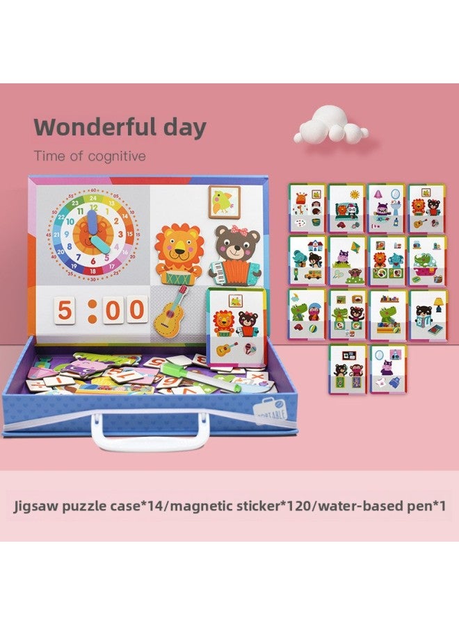 Children's Magnetic Fun Double-sided Drawing Board Jigsaw Puzzle Board Enlightenment Early Education Intelligence Wooden Toys-Color:Mysterious Ocean - Image 5