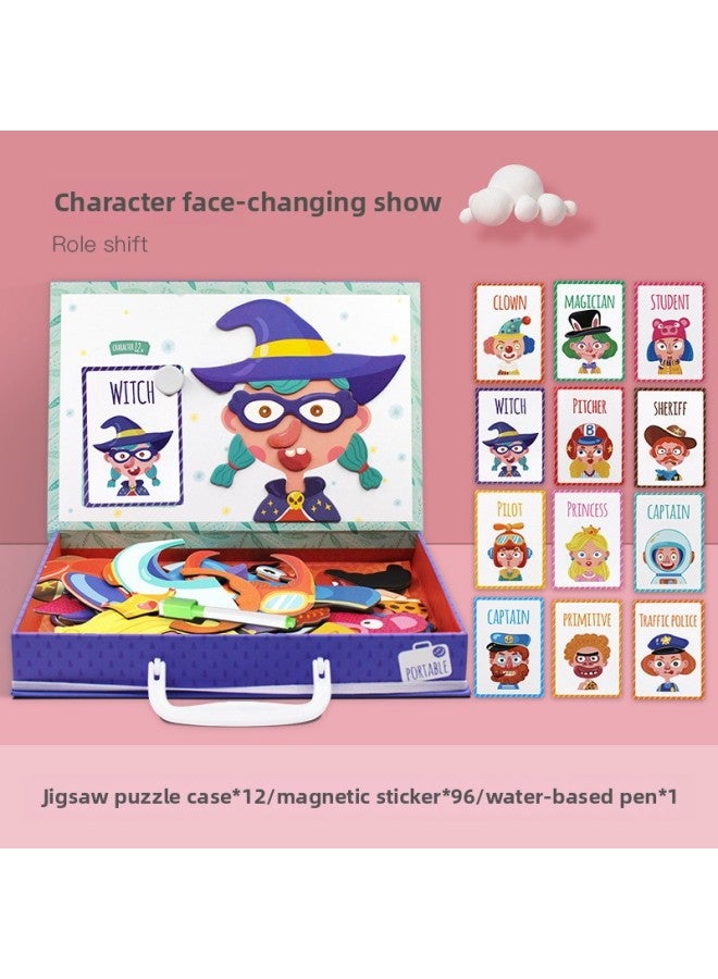 Children's Magnetic Fun Double-sided Drawing Board Jigsaw Puzzle Board Enlightenment Early Education Intelligence Wooden Toys-Color:Mysterious Ocean - Image 4