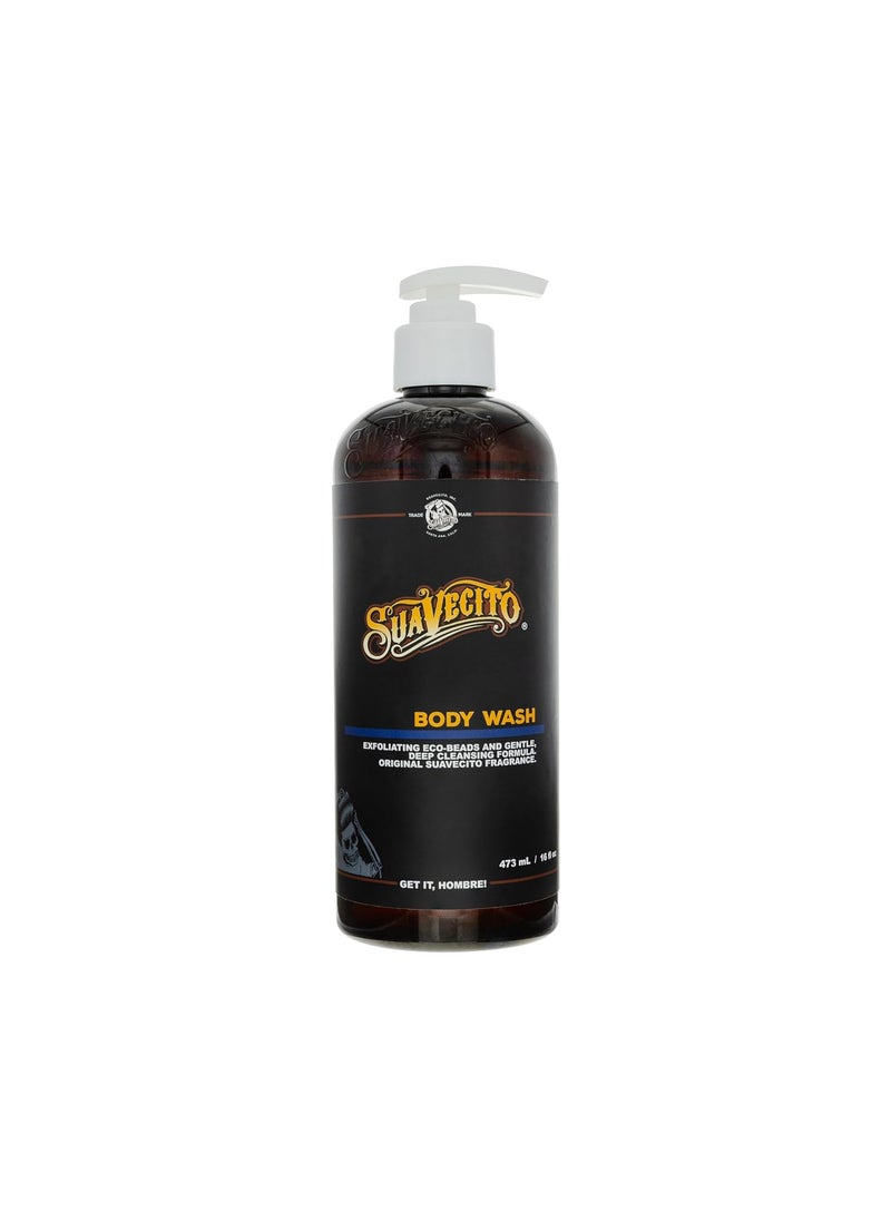 SUAVECITO Suavecito Mens Body Wash 16 oz Exfoliating Deep Cleaning Showering Original Fragrance 