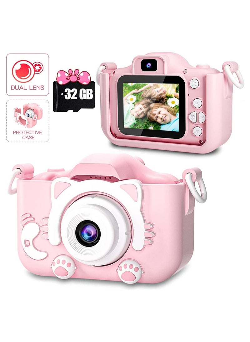 Kids Camera for Girls and Boys,Digital Dual Camera 2.0 Inches Screen 20.0MP Video Camcorder Anti-Drop Children Selfie Camera Pink - Image 1