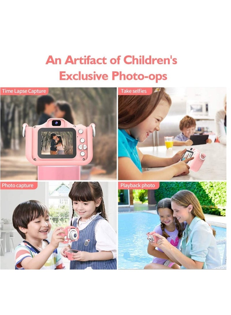 Kids Camera for Girls and Boys,Digital Dual Camera 2.0 Inches Screen 20.0MP Video Camcorder Anti-Drop Children Selfie Camera Pink - Image 5
