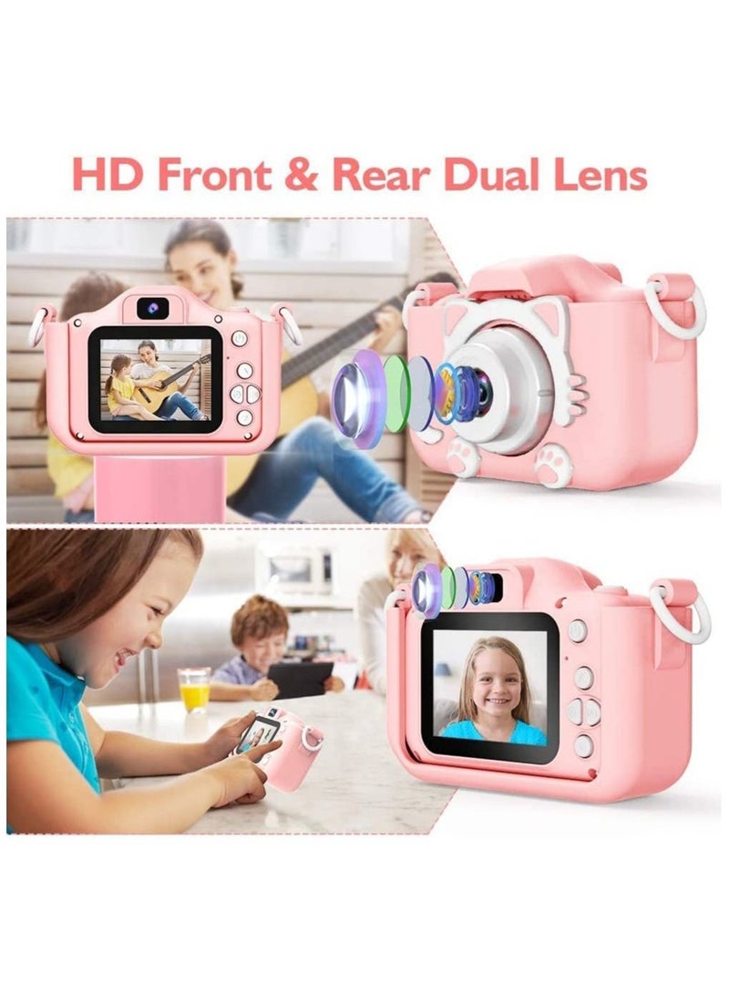 Kids Camera for Girls and Boys,Digital Dual Camera 2.0 Inches Screen 20.0MP Video Camcorder Anti-Drop Children Selfie Camera Pink - Image 3