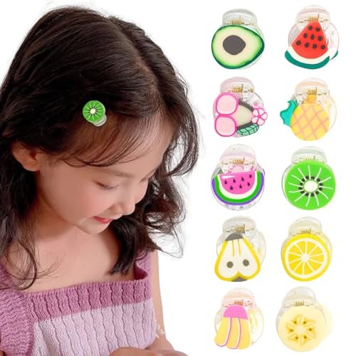RedChimes 10 Pcs Mini Cute Premium Hair Claw Clips Flower Hair Clutchers Clamp | Hair Accessories For Women & Girls Multicolor (Mini Fruits) - Image 1