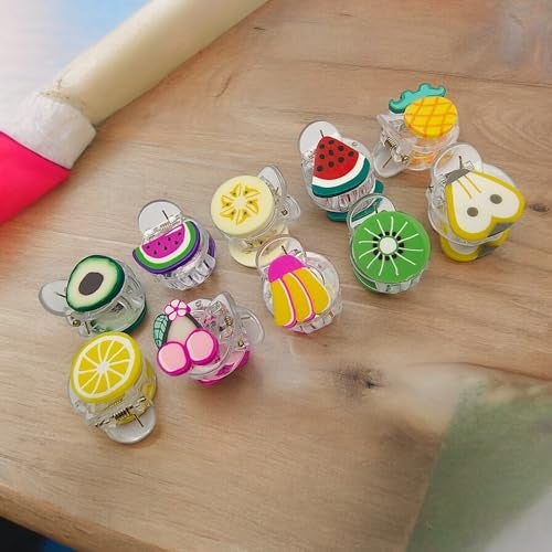 RedChimes 10 Pcs Mini Cute Premium Hair Claw Clips Flower Hair Clutchers Clamp | Hair Accessories For Women & Girls Multicolor (Mini Fruits) - Image 4