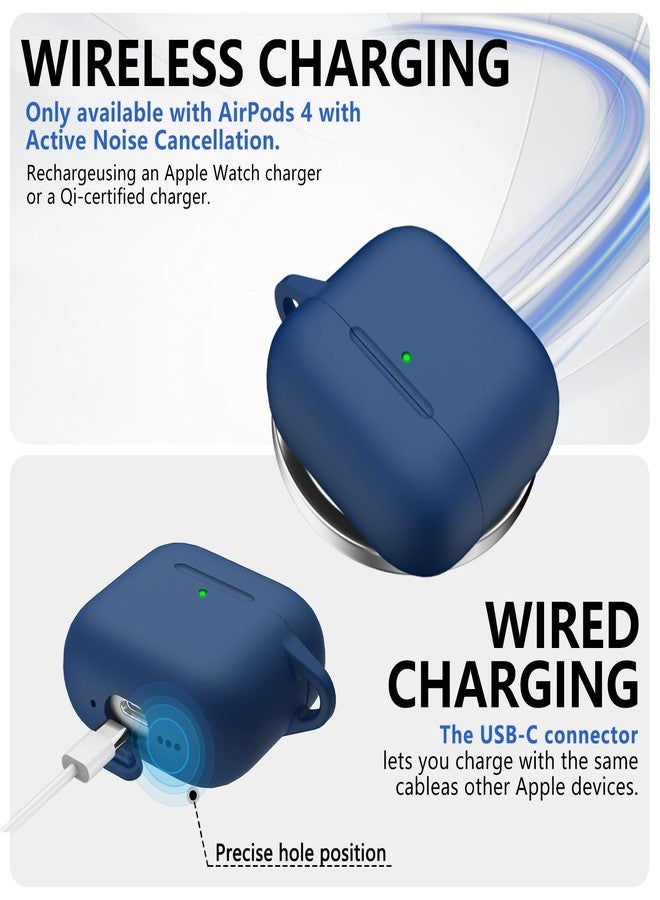 Ljusmicker for AirPods 4 Case 2024 with Cleaner Kit,Soft Silicone Protective Cover for Apple AirPods 4th Generation Cases for Women Men,AirPod 4 Case Accessories with Keychain-Magnetic Blue - Image 4