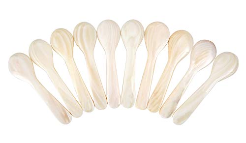 DUEBEL Set of 10 White Mother Pearl 2.75′′ Caviar Spoons Caviar, Egg, Coffee Serving (White, 7x2.1cm) - Image 5