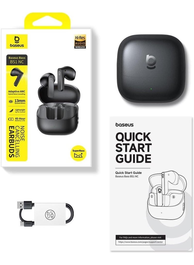 Baseus OS-Baseus Bass BS1 NC True Wireless Earbuds with Active Noise Cancellation, Semi-In-Ear, Deep Bass, Bluetooth – Cosmic Black - Image 5