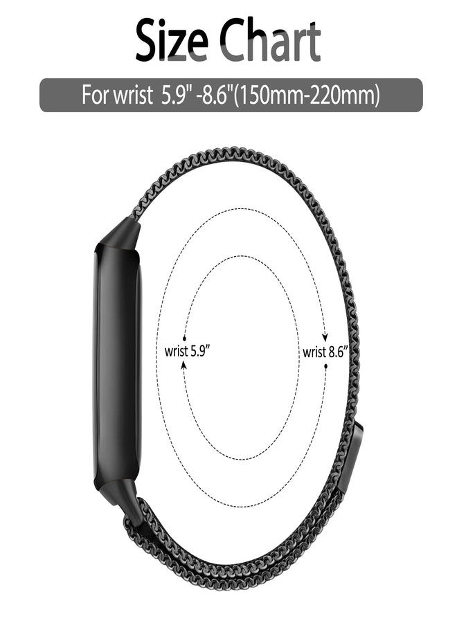Vanjua for Fitbit Inspire 3 Bands Women Men, Stainless Steel Metal Mesh Loop Adjustable Magnetic Wristband Replacement Straps Compatible with Fitbit Inspire 3 Fitness Tracker (Black) - Image 4