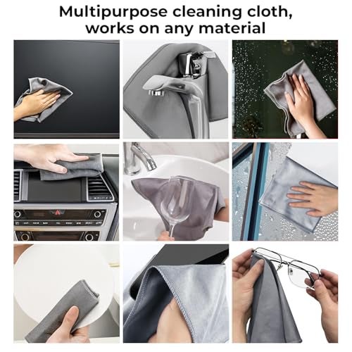 MAXOSHINE Microfiber Glass Cleaning Cloth for Glassware Windows Mirrors-Magic Cleaning Cloths Anti Scratch Dusting Cloth for Kitchen Car Specs Laptop Tv Screen Cleaning (Grey,Pack of 5) - Image 3