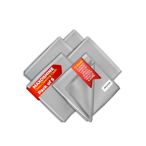 MAXOSHINE Microfiber Glass Cleaning Cloth for Glassware Windows Mirrors-Magic Cleaning Cloths Anti Scratch Dusting Cloth for Kitchen Car Specs Laptop Tv Screen Cleaning (Grey,Pack of 5) - Image 1