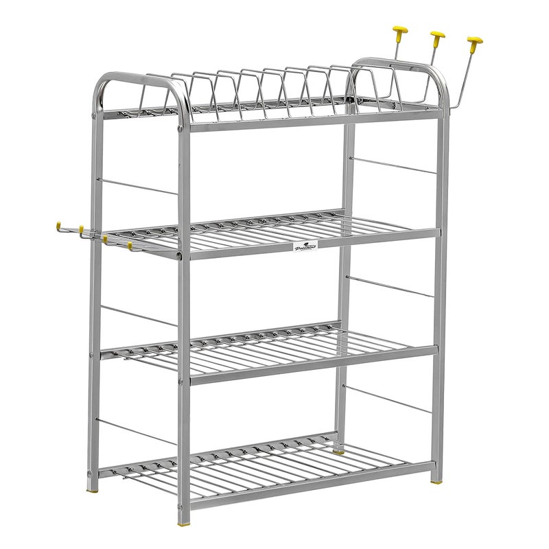Homify Stainless Steel 4 Layer Shelf Wall Mount Kitchen Dish Rack Kitchen Organizer 24 X 18 Inch - Image 1