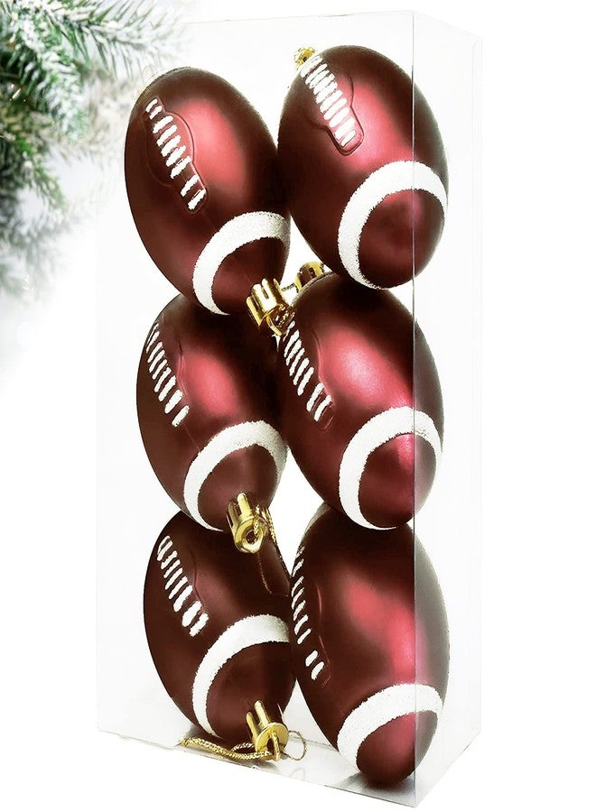 YUGYUJ 6Pcs Classic Football Baseball Xmas Ball Ornaments, Collection Sports Theme Tree Decor, Christmas Tree Skirt Decoration Supplies (Red) - Image 1
