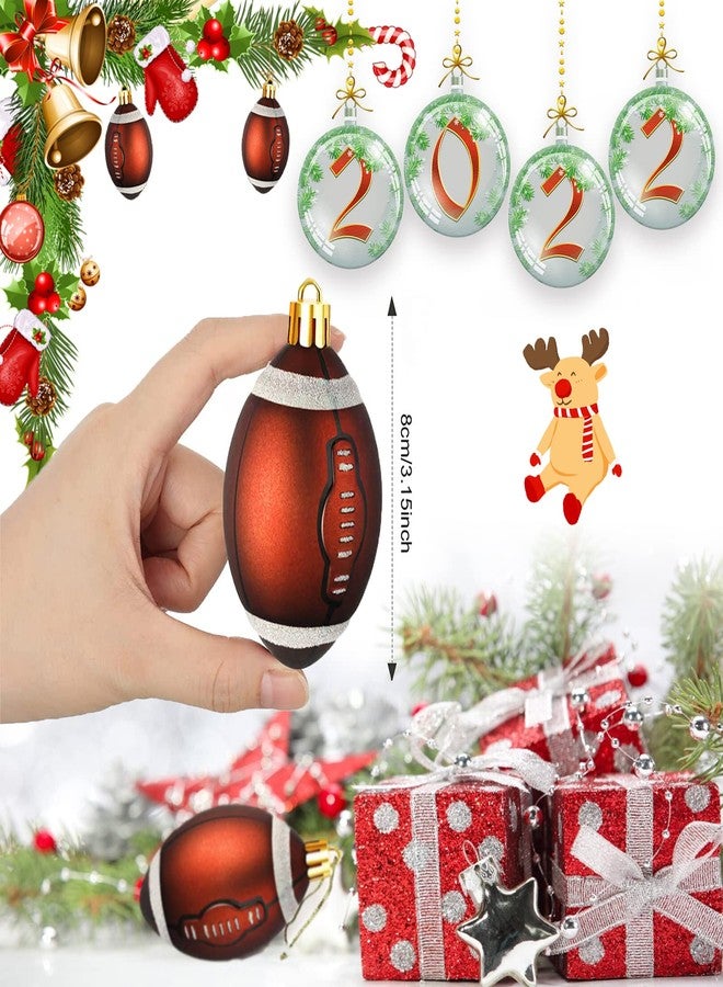 YUGYUJ 6Pcs Classic Football Baseball Xmas Ball Ornaments, Collection Sports Theme Tree Decor, Christmas Tree Skirt Decoration Supplies (Red) - Image 2