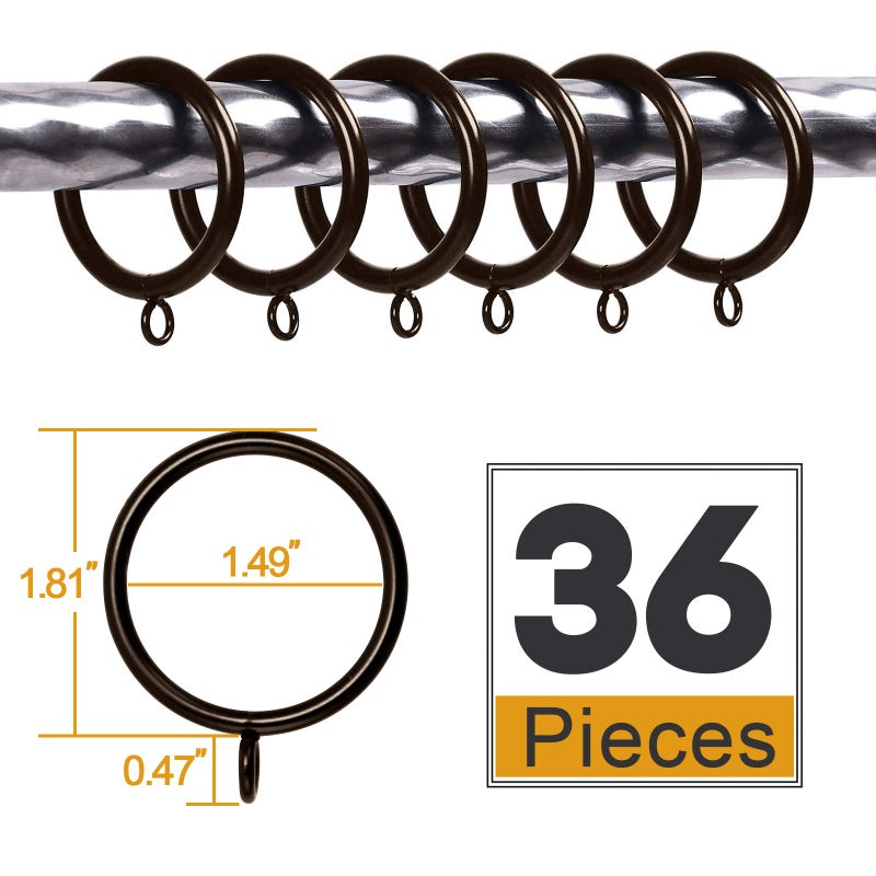Anjuu 36 Pack 38Mm Inner Diameter Metal Curtain Drape Sliding Eyelet Rings Cocoa Tone - Image 2