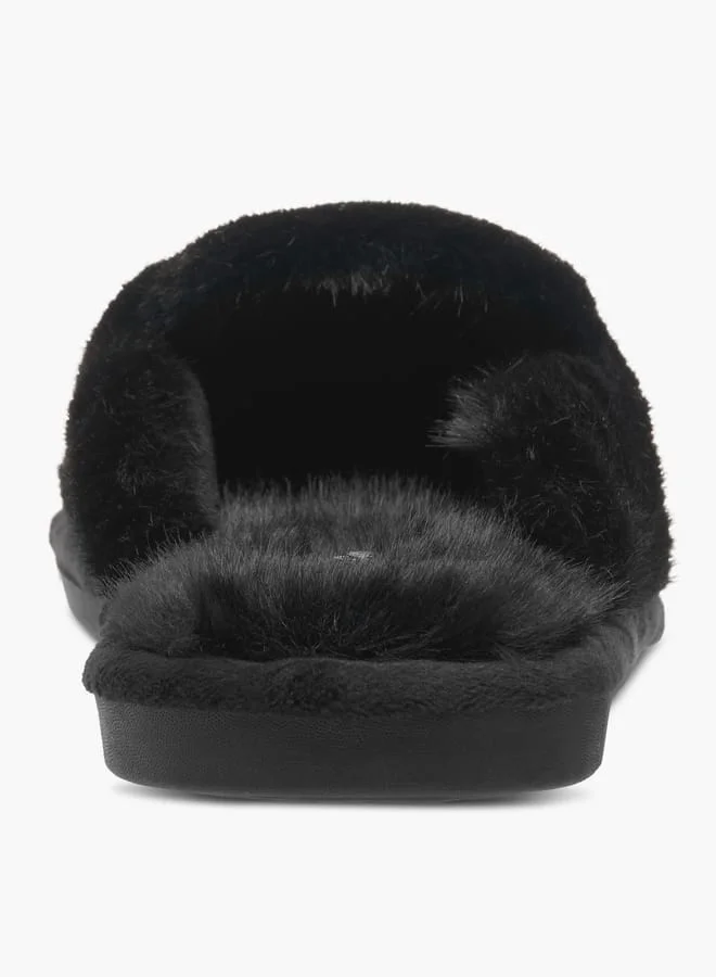 Le Confort Womens Fur Textured Slip-On Bedroom Mules