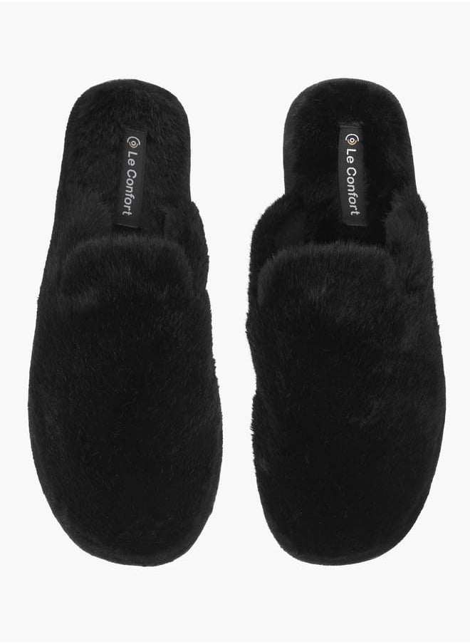 Le Confort Womens Fur Textured Slip-On Bedroom Mules  - Image 2