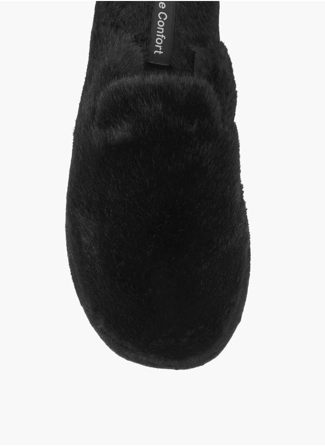 Le Confort Womens Fur Textured Slip-On Bedroom Mules  - Image 3