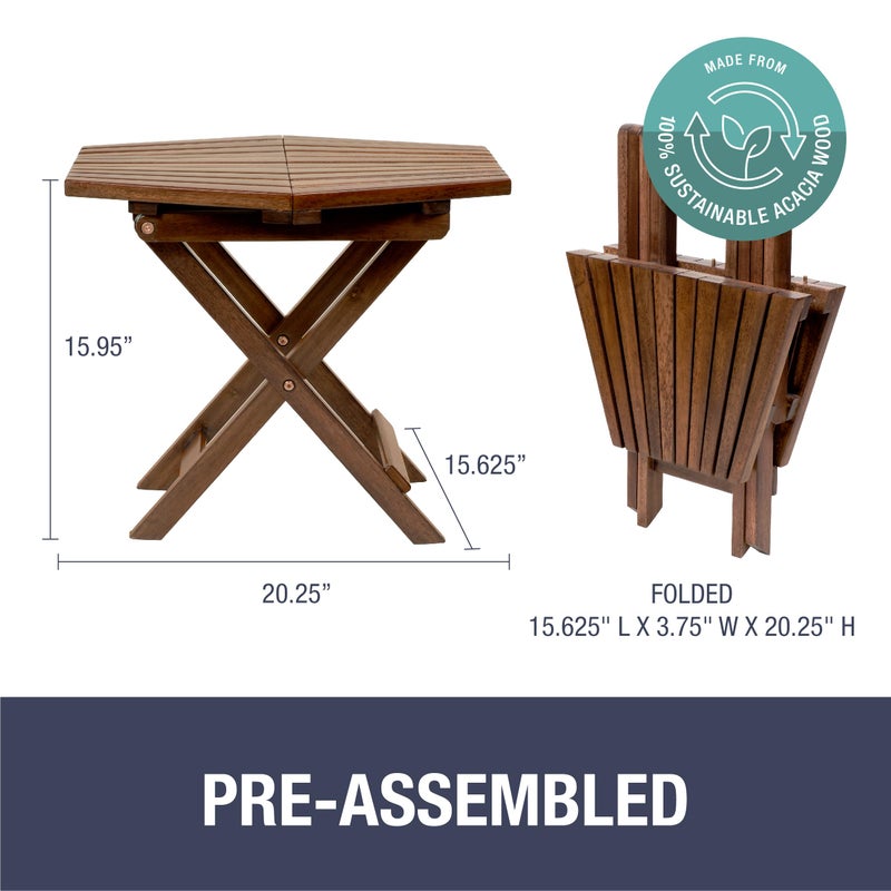 CleverMade Tamarack Folding Table - Outdoor Patio Furniture Accessory for Home Entertaining in the Patio, Backyard, and Deck, Cinnamon, Small - Image 3