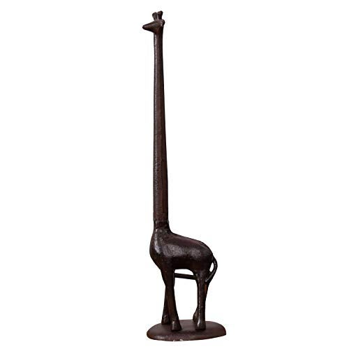 Ogrmar Cast Iron Giraffe Paper Holder Decorative Bathroom Toilet Paper Holder Stand 3.25 X 17.5 X 4.25 Inches (Brown) - Image 1