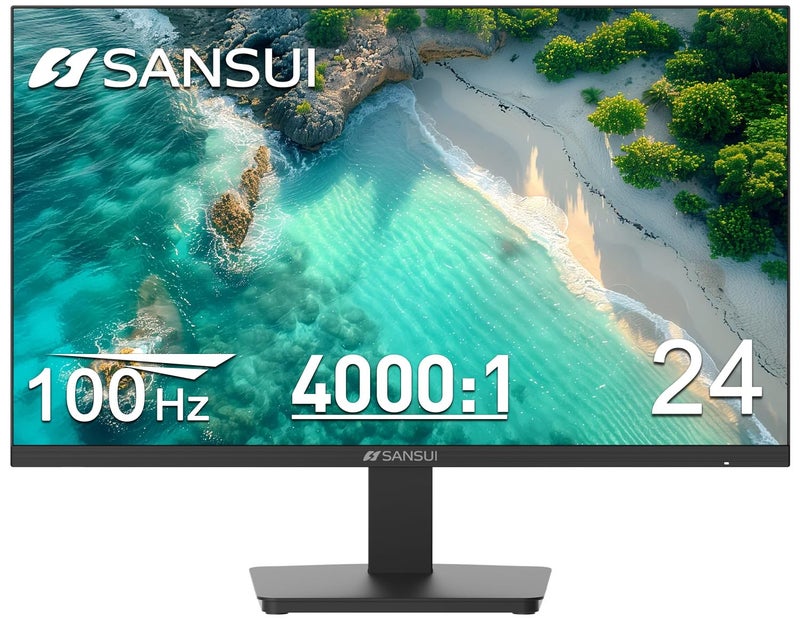 SANSUI Monitor 24 inch 100Hz Computer Monitorä¸¨FHD 1080P PC Monitorä¸¨HDMIä¸¨FreeSyncä¸¨HDRä¸¨Earphone Jackä¸¨ Ergonomic Tilt for Home and Office - Image 1