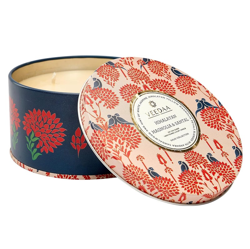 VEEDAA Himalayan Magnolia Santal 3 Wick Tin Soy Wax Scented Candle Burns 40 Hours - Image 2