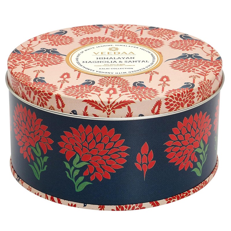 VEEDAA Himalayan Magnolia Santal 3 Wick Tin Soy Wax Scented Candle Burns 40 Hours - Image 3