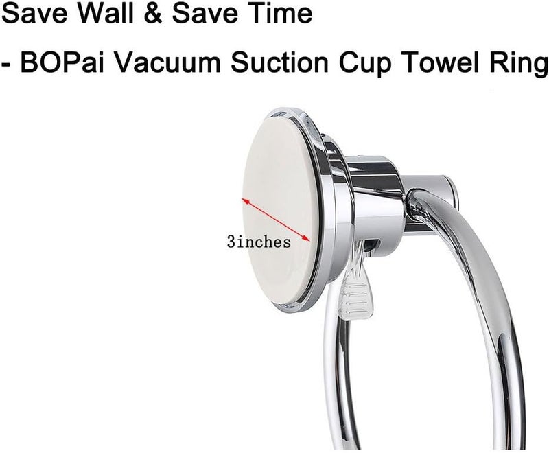 Bopai Drill Free Powerful Vacuum Suction Cup Towel Ring Shower Washcloth Hand Towel Round Holder - Image 3