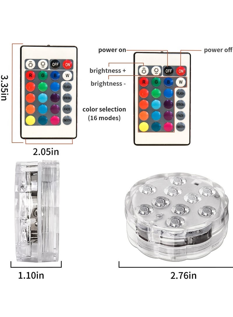 هومستر 4 أجهزة كمبيوتر شخصية غواصة LED أضواء مع التحكم عن بعد ، 16 ألوان تغيير مقاومة للماء LED أضواء الشاي ، مصباح حمام السباحة بطارية تعمل تحت الماء أضواء بركة لحفلة زفاف حديقة الحوض. - Image 2