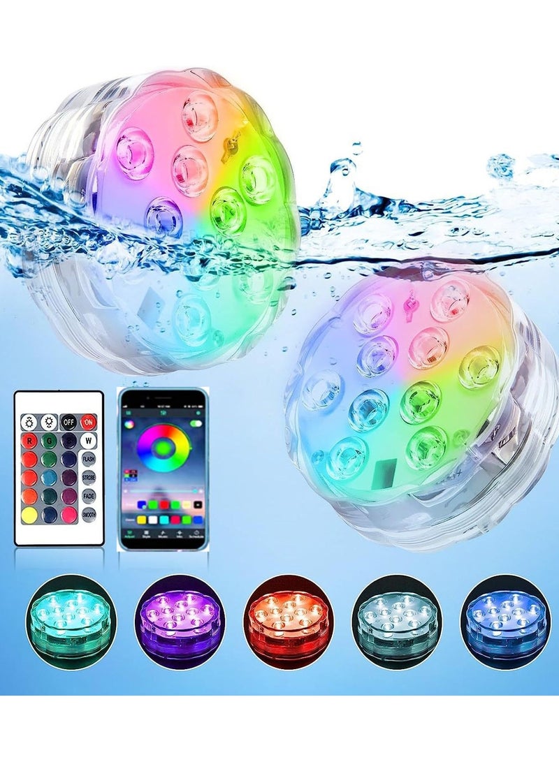 هومستر 4 أجهزة كمبيوتر شخصية غواصة LED أضواء مع التحكم عن بعد ، 16 ألوان تغيير مقاومة للماء LED أضواء الشاي ، مصباح حمام السباحة بطارية تعمل تحت الماء أضواء بركة لحفلة زفاف حديقة الحوض. - Image 3