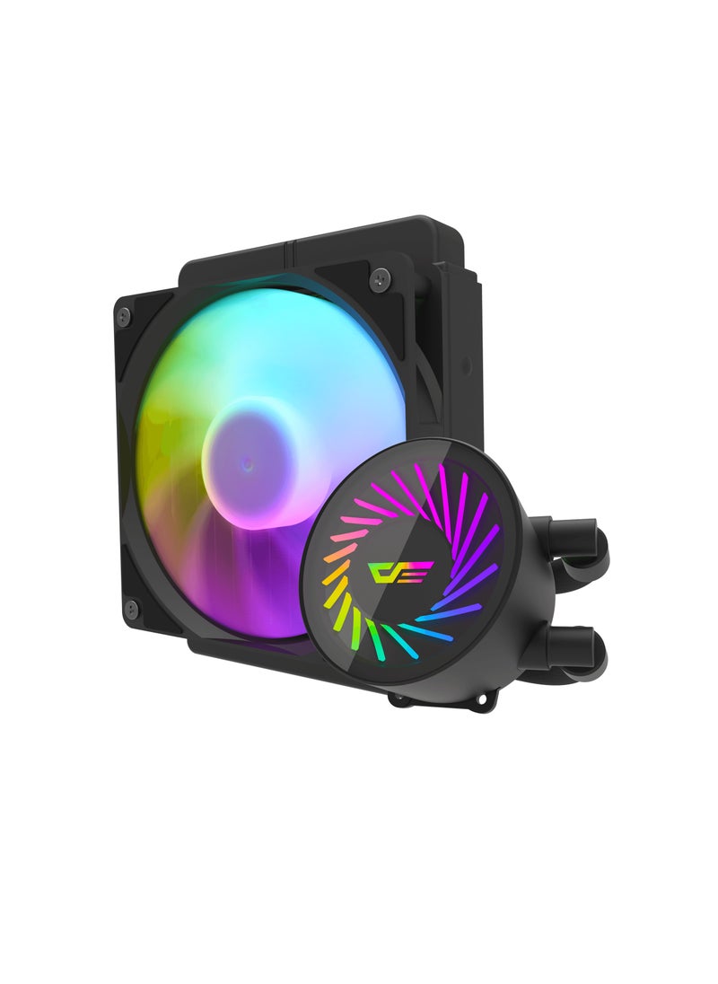 دارك فلاش مبرد وحدة المعالجة المركزية السائل darkFlash DCS120 ARGB، مراوح 120*1 ARGB PWM تدعم أحدث مقابس LGA 1700,1200,115X، AM5/AM4/AM3، سرعة 800 ~ 2000 دورة في الدقيقة، مبرد سائل منخفض الضوضاء  - Image 1