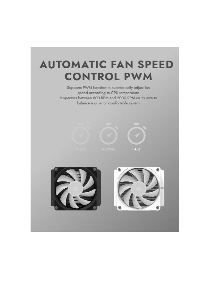 مبرد وحدة المعالجة المركزية السائل darkFlash DCS120 ARGB، مراوح 120*1 ARGB PWM تدعم أحدث مقابس LGA 1700,1200,115X، AM5/AM4/AM3، سرعة 800 ~ 2000 دورة في الدقيقة، مبرد سائل منخفض الضوضاء