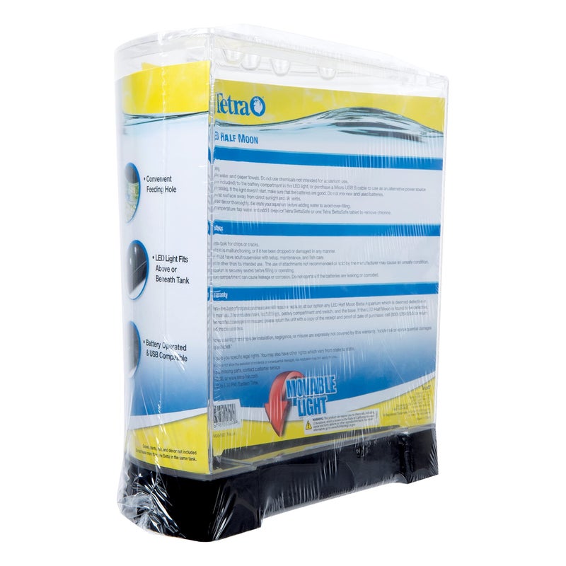 Tetra 1 Gallon Half Moon Small Fish Tank w/ Movable LED Light, For Betta & Gold Fish, Aquarium - Image 3