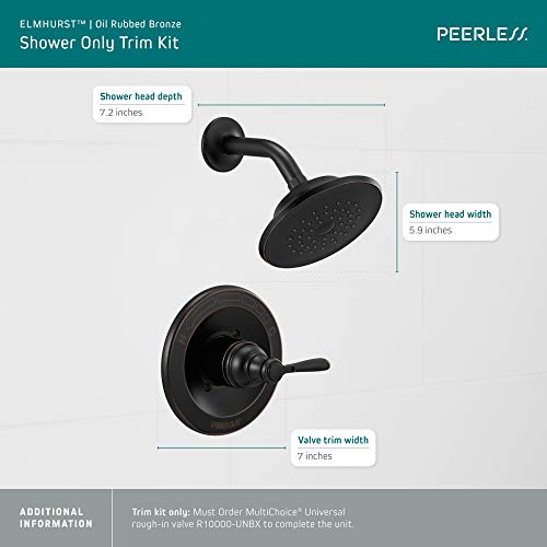 Peerless طقم ترميم شاور بييرلس PTT14265-OB إلمهرست، بدون فوهة حوض، برونز مصقول - Image 5
