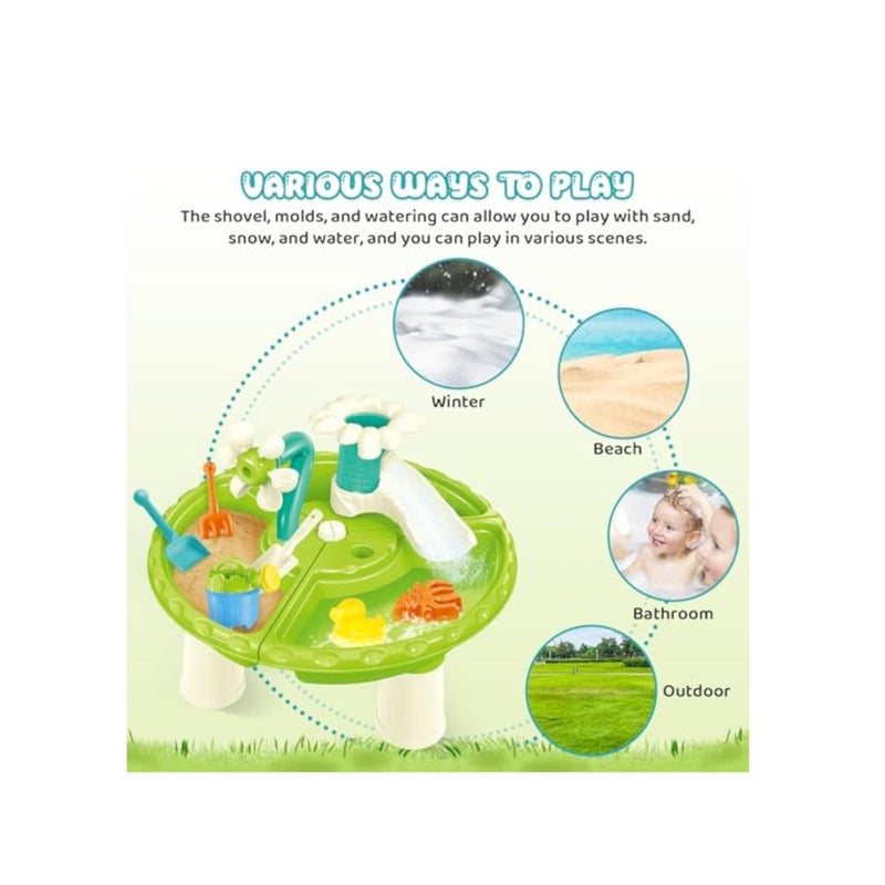 SOLARAE Sand and Water Table, Kids Water and Sand Activity Sensory Playset, 3 in 1 Outdoor Sand Water Play Table Beach Toys, Summer Outdoor Toys, Water Sensory Tables Beach Toys, for Toddlers Kids Boys Girls - Image 4