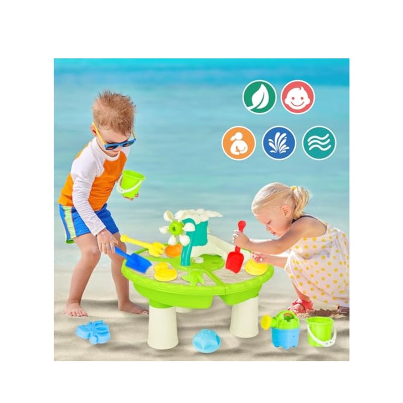 SOLARAE Sand and Water Table, Kids Water and Sand Activity Sensory Playset, 3 in 1 Outdoor Sand Water Play Table Beach Toys, Summer Outdoor Toys, Water Sensory Tables Beach Toys, for Toddlers Kids Boys Girls - Image 3